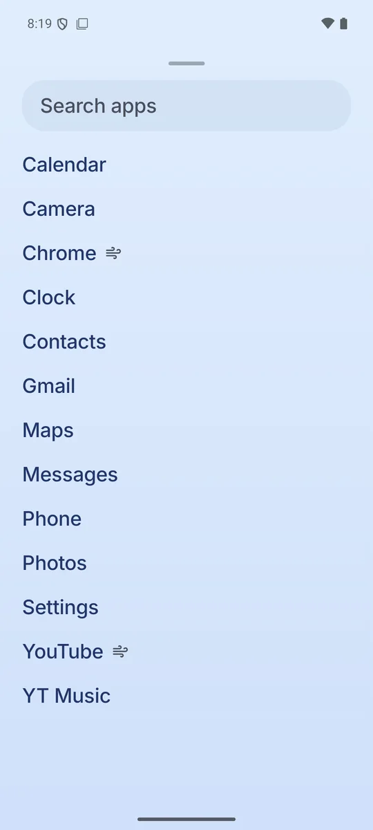 Tide's app list in Deep sea, Pastel, on a phone in Lisbon.